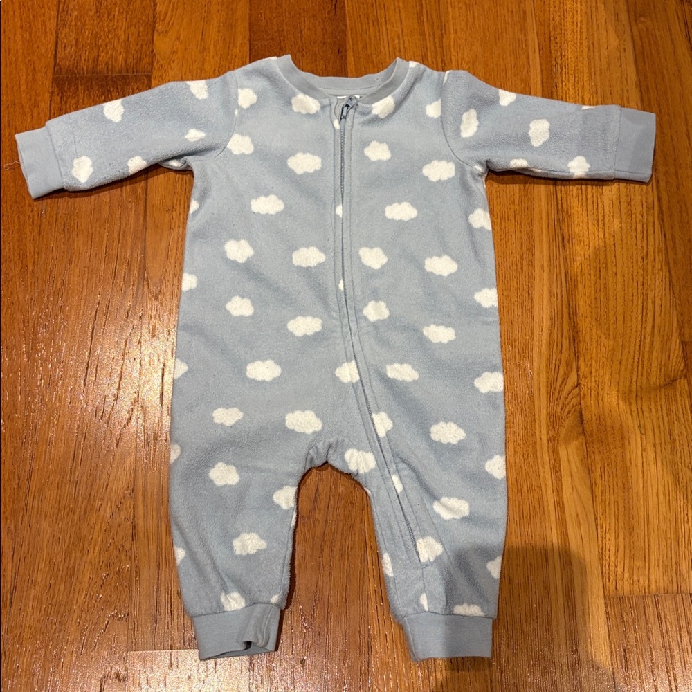 Blue Baby Onesie with Cloud Pattern